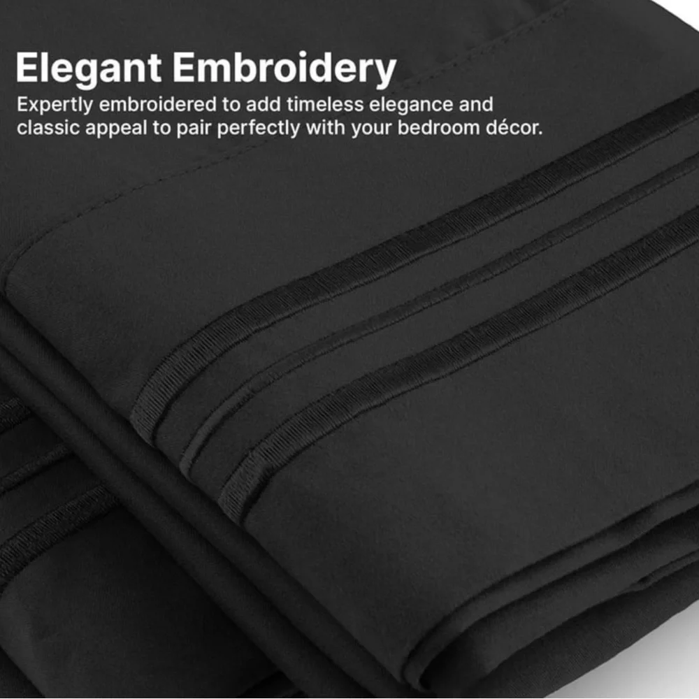 CGK Unlimited Linens Hotel Luxury Black Sheet Set 6 Piece Queen Microfiber